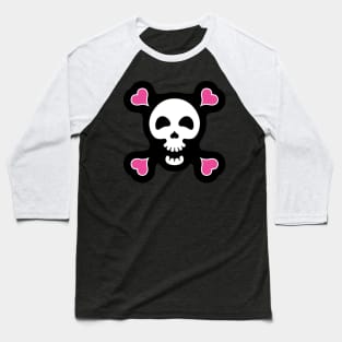 Skull with hearts Baseball T-Shirt